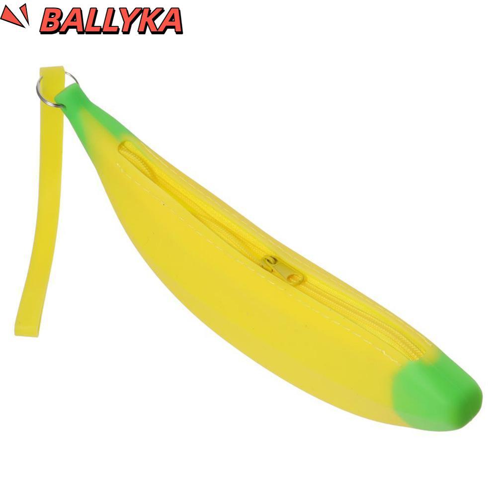 BALLYKA Banana Zero Wallet, 2.36*7.87 นิ้วกระเป๋าปากกาซิลิโคนสีเหลือง, สํานักงานดินสอซิลิโคนรูปกล้วย