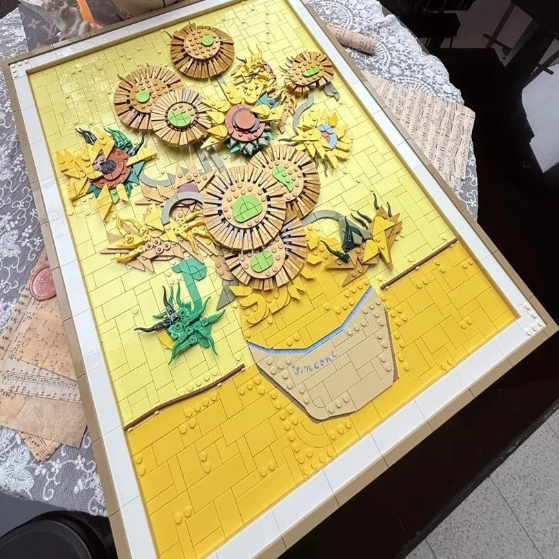 可 31215 Art Life Series Vincent Van Gogh ปริศนาดอกทานตะวันประกอบอาคารบล็อก