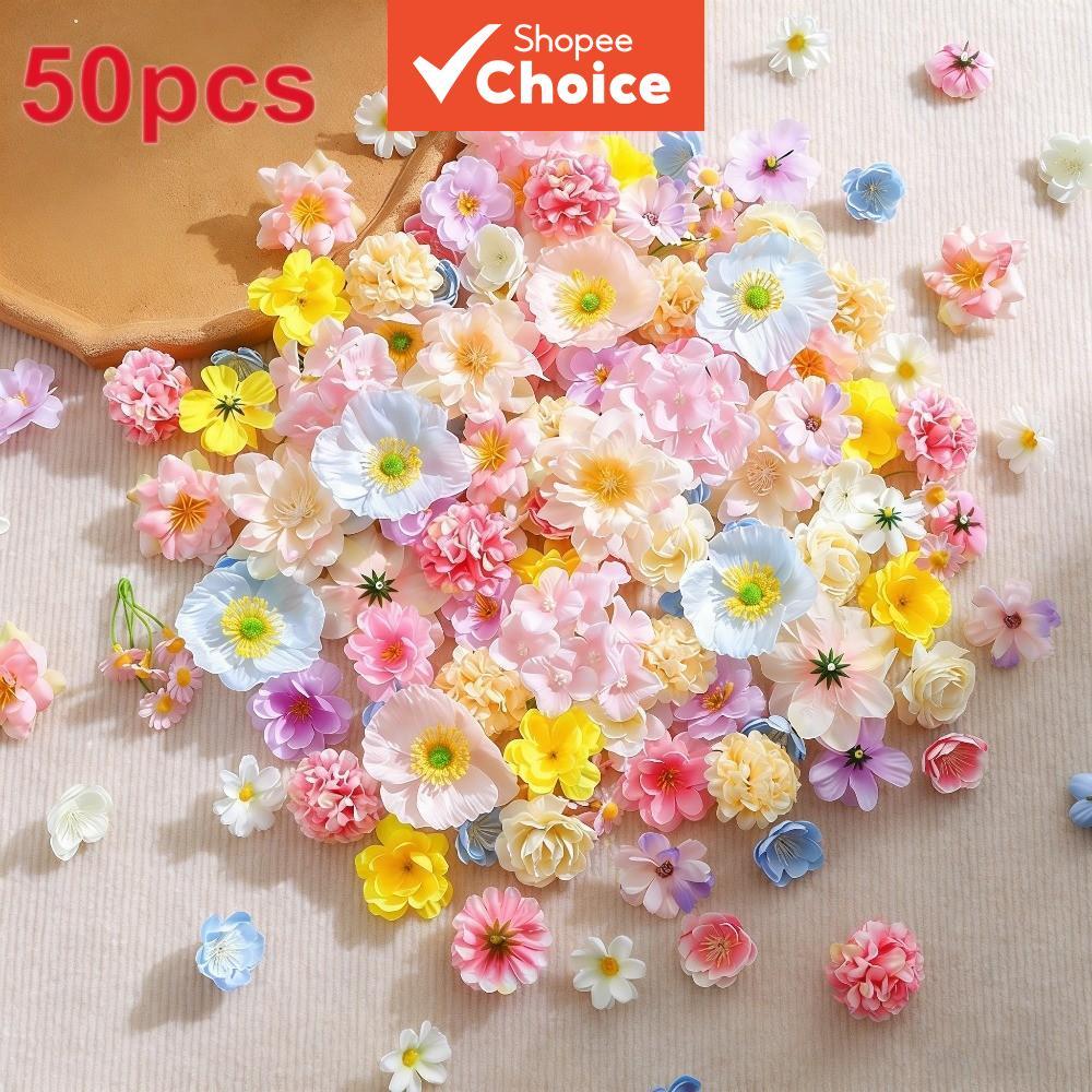 สีสันผสมประดิษฐ์ดอกไม้หัว 2-5 ซม., 20/50 ชิ้น Faux Hydrangea Rose Daisy สําหรับงานแต่งงาน Diy ตกแต่งบ้านฤดูใบไม้ผลิฤดูร้อน