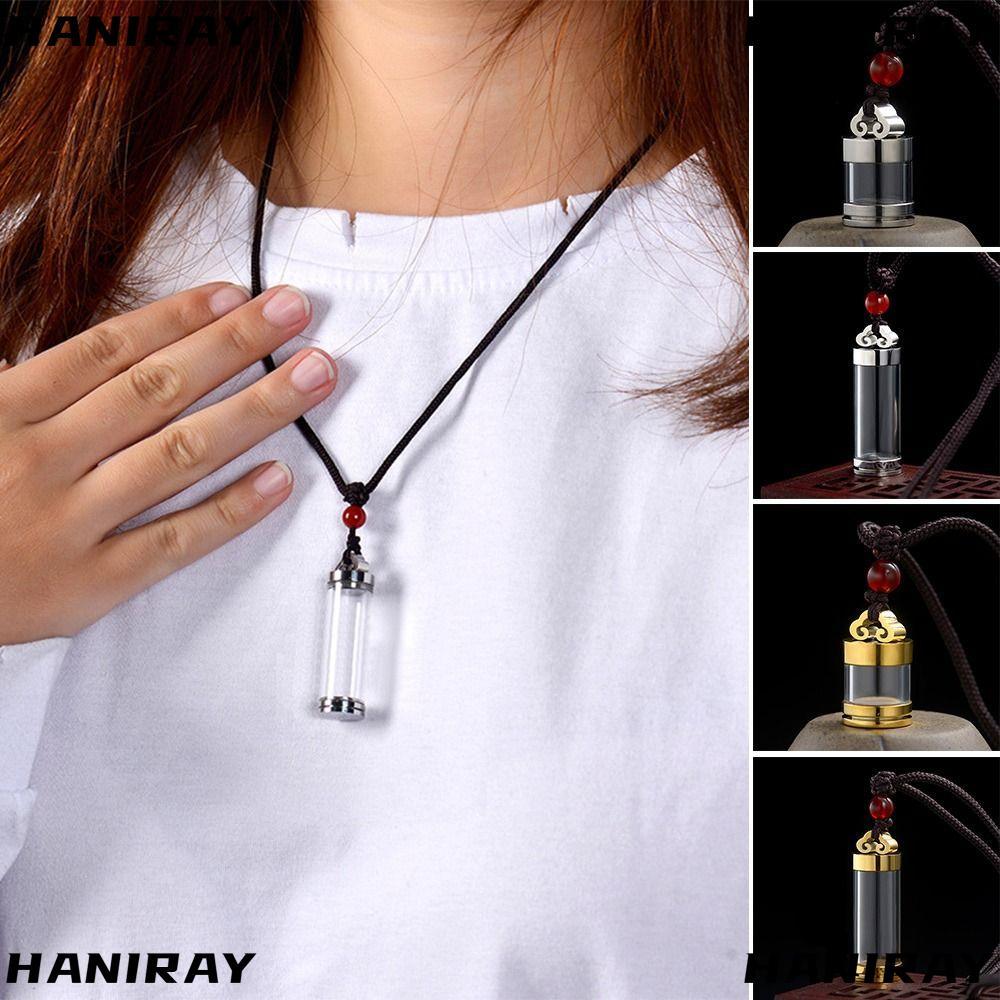 HANIRAY Wishing Bottle Pendant, Aromatherapy Gold Silver Perfume Vial Necklace, Memorial Jewellery T