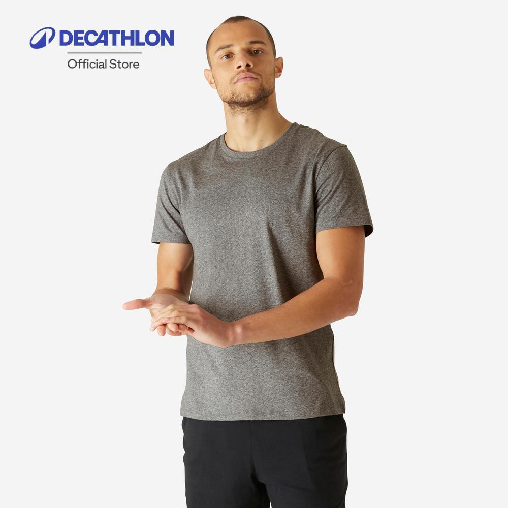 Decathlon Men'S Sport T-Shirt เสื้อยืดผู้ชายผ้าฝ้าย 100% สำหรับใส่ออกกำลังกาย รุ่น Sportee - Grey