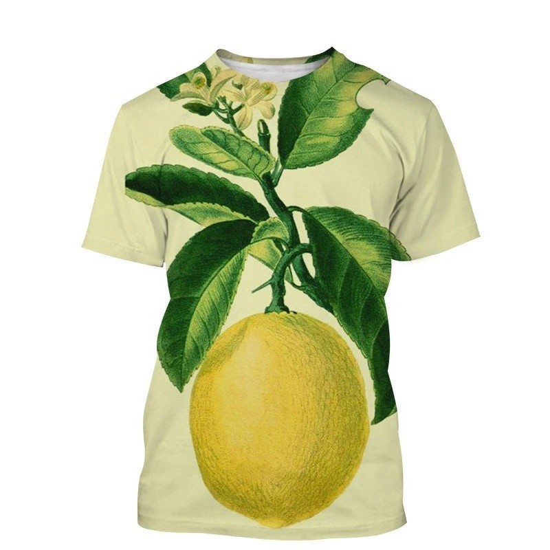 เด็กแขนสั้นTee Lemon Graphic 3Dพิมพ์O-คอสําหรับทุกวันกลางแจ้งเล่นฤดูร้อนสบายๆOccasions