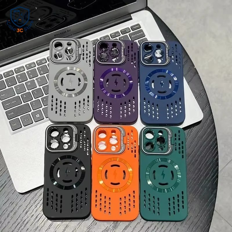 เคสแม่เหล็กระบายความร้อนสำหรับ for iPhone 11 18 13 17 16 15 14 12 Pro Maxฝาครอบ PC แข็งแบบด้าน ระบายอากาศได้ดี ลายตาข่าย