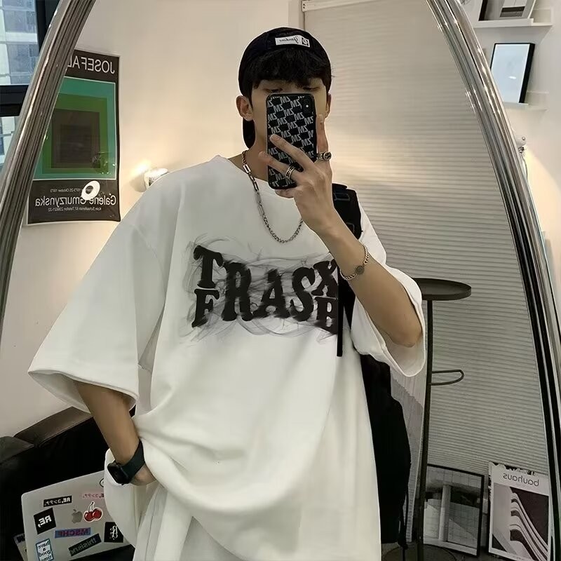 2025 NEW 2025 American Style Loose Heavyweight Short Sleeve T-Shirt Men's Summer Trendy Brand Loose 