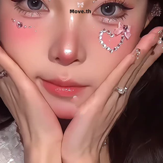 ในไทย-พร้อมส่ง✨สติกเกอร์ตกแต่งหน้า Y2K rhinestone ริบบิ้นโบว์ 3D เพชรเงา อุปกรณ์แต่งหน้า PARTY ชั่วคราว DIY ติดหน้าเด็ก