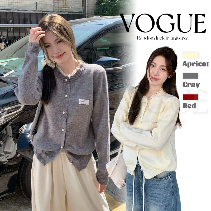 Vogue🌟พร้อมส่ง🌟 เสื้อแขนยาวไหมพรม คอกลม ผ้านุ่มนิ่มน่ารักมาก ใส่สบาย (W-H076)