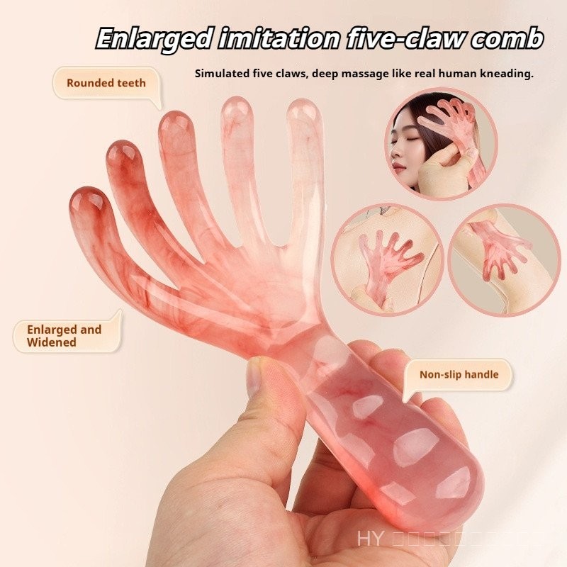 เลียนแบบนิ้วมือนวดหนังศีรษะหวีขยายหัวคว้าเครื่องมือที่มีประโยชน์ห้ากรงเล็บหวีหัว Meridian Tendon Hair Treatment หวี
