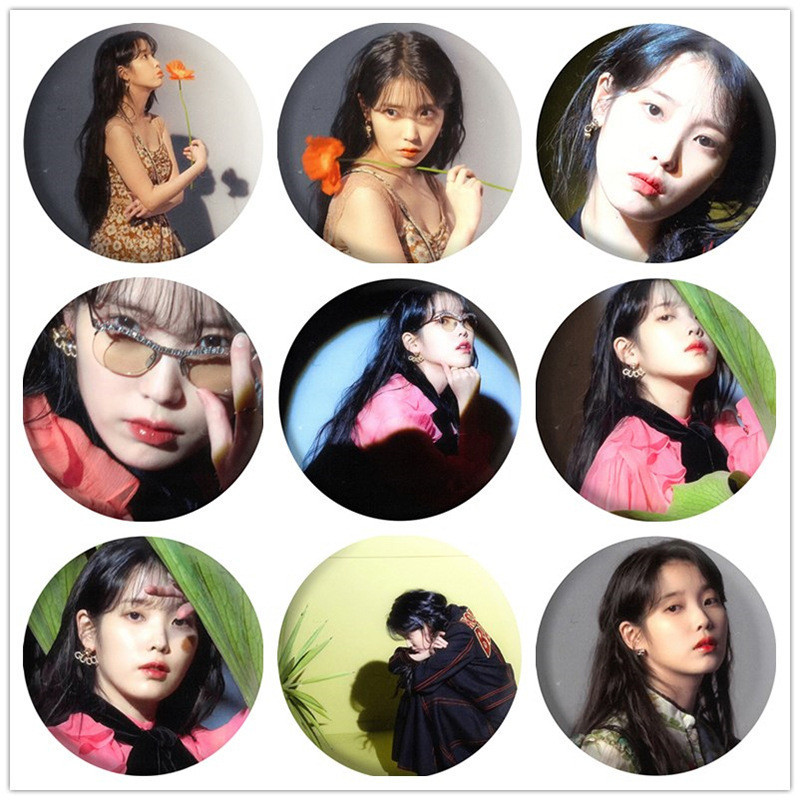 KPOP IU เข็มกลัดป้ายหมุดโลหะ/พวงกุญแจกระจกวัสดุโลหะคุณภาพสูง