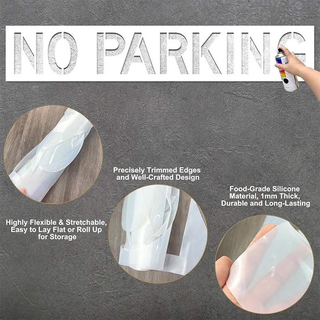 [arutoxalc] No Parking Silicone Stencil Parking Prohibion Templates สําหรับ Driveways