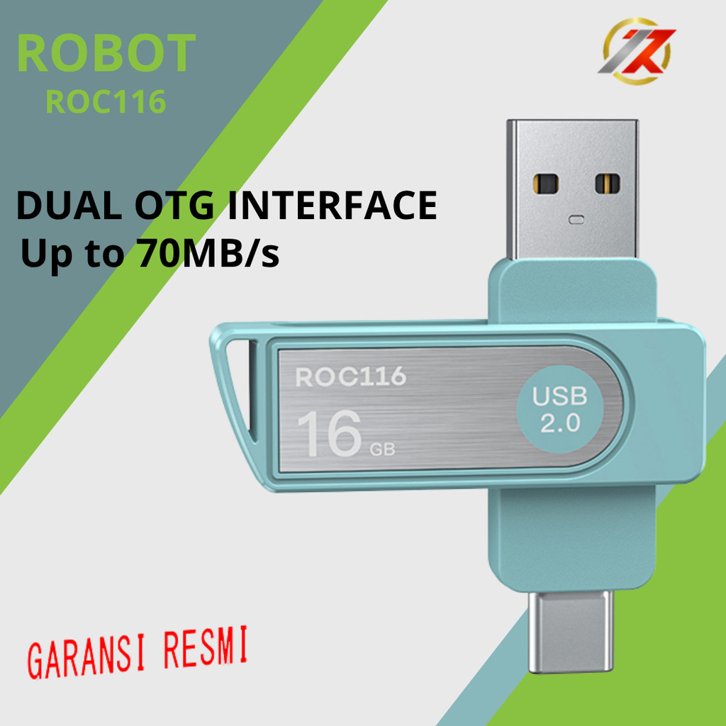 ROBOT ROCCO116 16GB USB 2.0 FLASHDISK Dual Drive Go USB Type-C