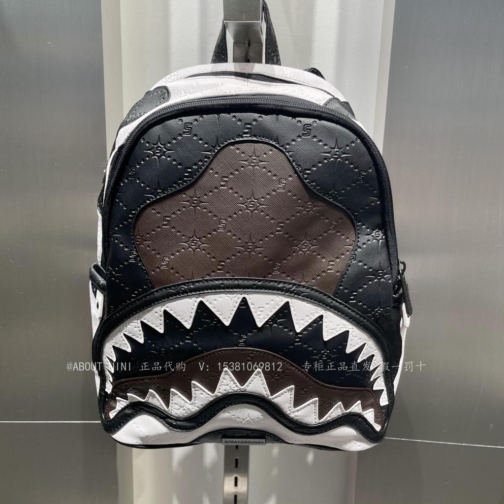 Sprayground V.VIP Stitching Street Wear Shark Mouth Men Women Backpack Domestic Counter Daigou