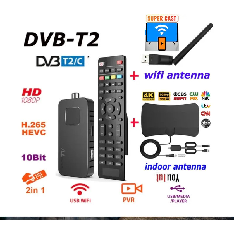 H.265 HEVC DVB-T2 C tdt จูนเนอร์เสาอากาศ DVB-C PVR super cast 10bit DVB-T Digital TV option WIFI Y0U