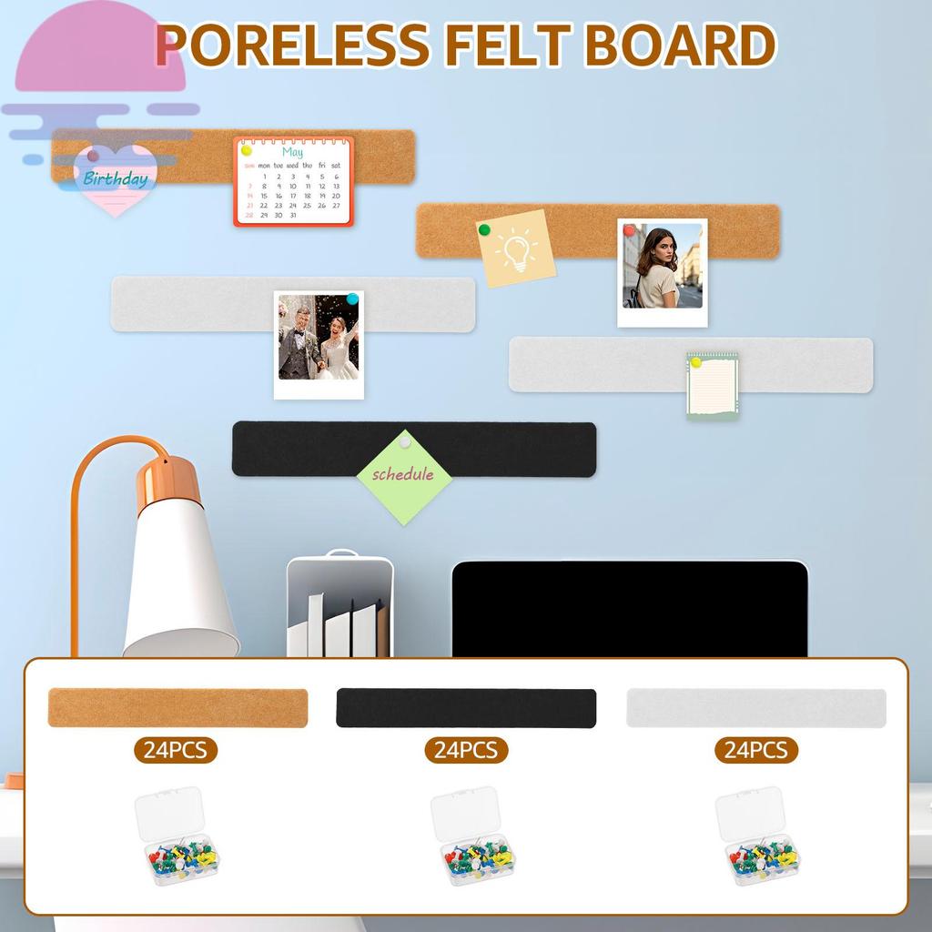 Self กาว Felt Pin Board Bar DIY Felt Board Bar อเนกประสงค์ Bulletin Plank Strip สําหรับ Home SHOPCYC