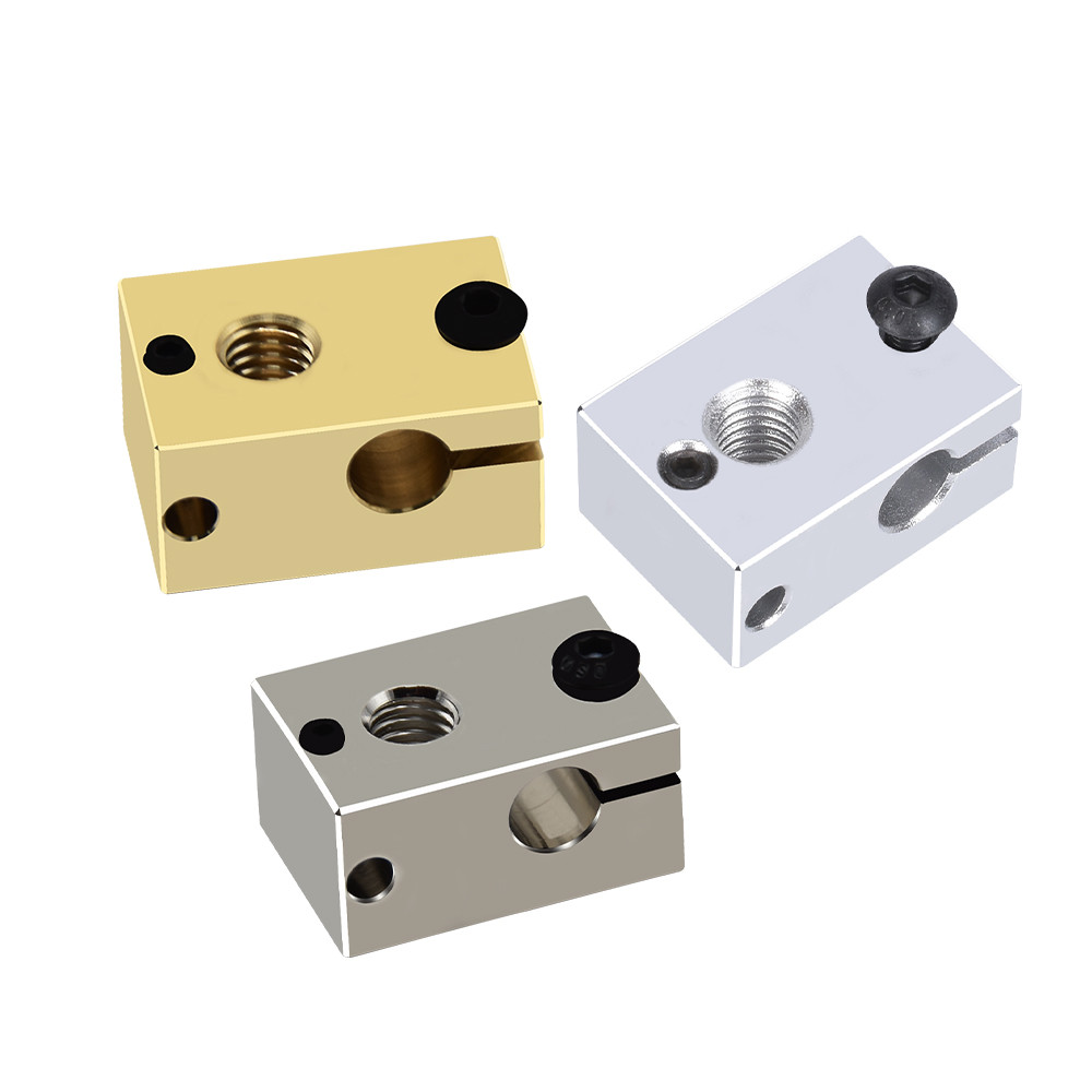 V6 Heater Block Plated Copper Brass PT100 3D Printer Parts Heat Block For Upgrade E3D V6 Hotend DDB 