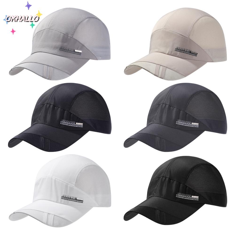 OKHALLO หมวกตาข่าย Cool Women Men Running Visor Cap