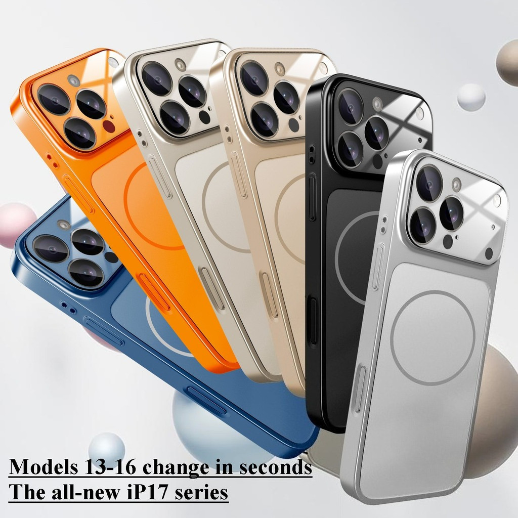 ทันทีเปลี่ยน 17 Matte เคสโทรศัพท์สําหรับ iPhone 17 16 15 14 13 Pro Max เปลี่ยน 17 Pro Max ปลอกพรีเมี่ยม PC + แก้วกลับแม่เหล็กกันกระแทกป้องกันกรณี
