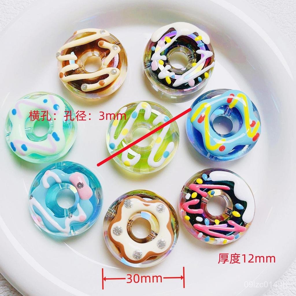 Heavy Industry diy หลวมอุปกรณ์เสริมลูกปัดพวงกุญแจมือวาดลูกปัดสี-Plated Donut E18 โทรศัพท์มือถือโซ่ P