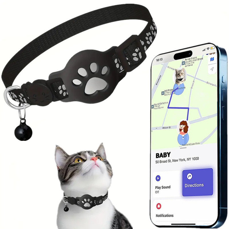 เข้ากันได้กับระบบ iOS Android Pet Cat Locator Collar กันน้ํา Apple "Find My" Tracker ปลอกคอสะท้อนแสง