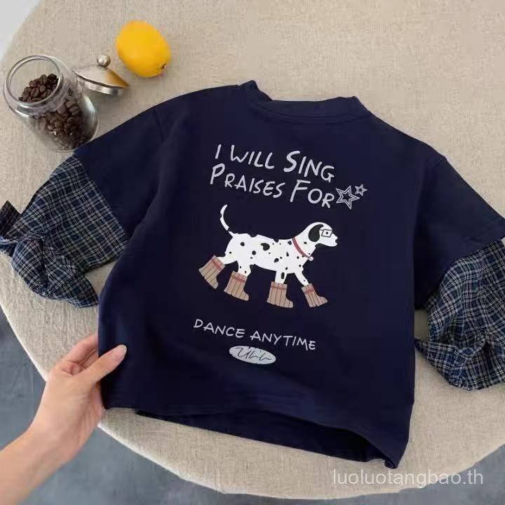 เสื้อยืดเด็กแขนยาว สไตล์การ์ตูน ใส่สบายในฤดูใบไม้ผลิและฤดูใบไม้ร่วง ราคา ถูกที่สุด ดีลบีเคเค