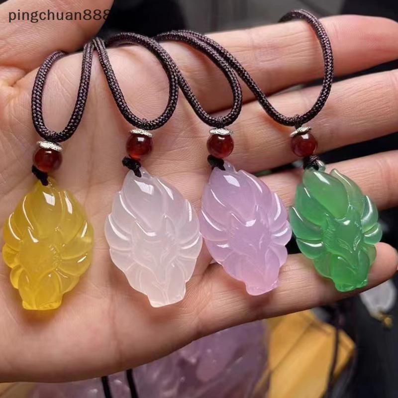 Pingchuan888 สร้อยคอ Fox Queen จี้จิ้งจอกเก้าหาง สร้อยคอจิ้งจอกยาวปานกลาง สร้อยคอโชคดี ดี