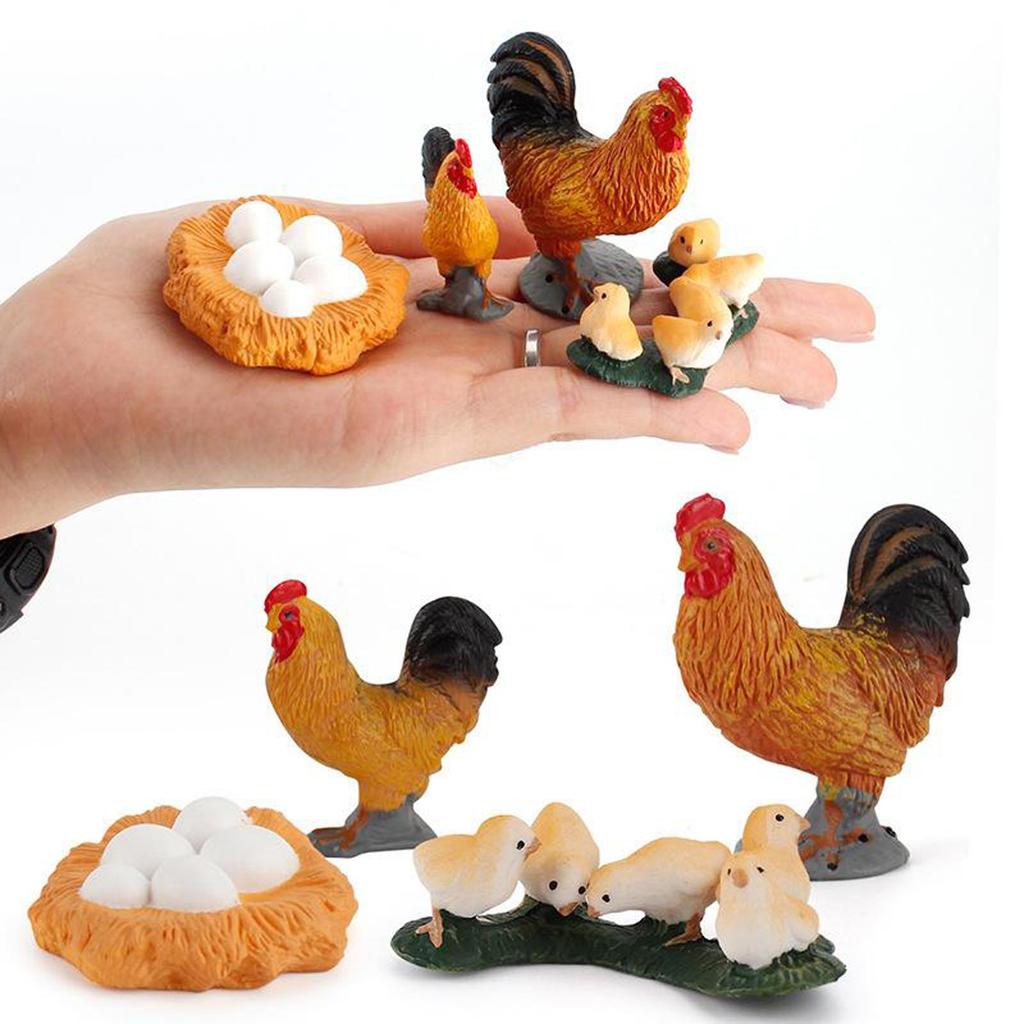 [unjitsh] Animal Chicken Life Cycle Growth Cycle Model Hen Rooster Figures for Kids