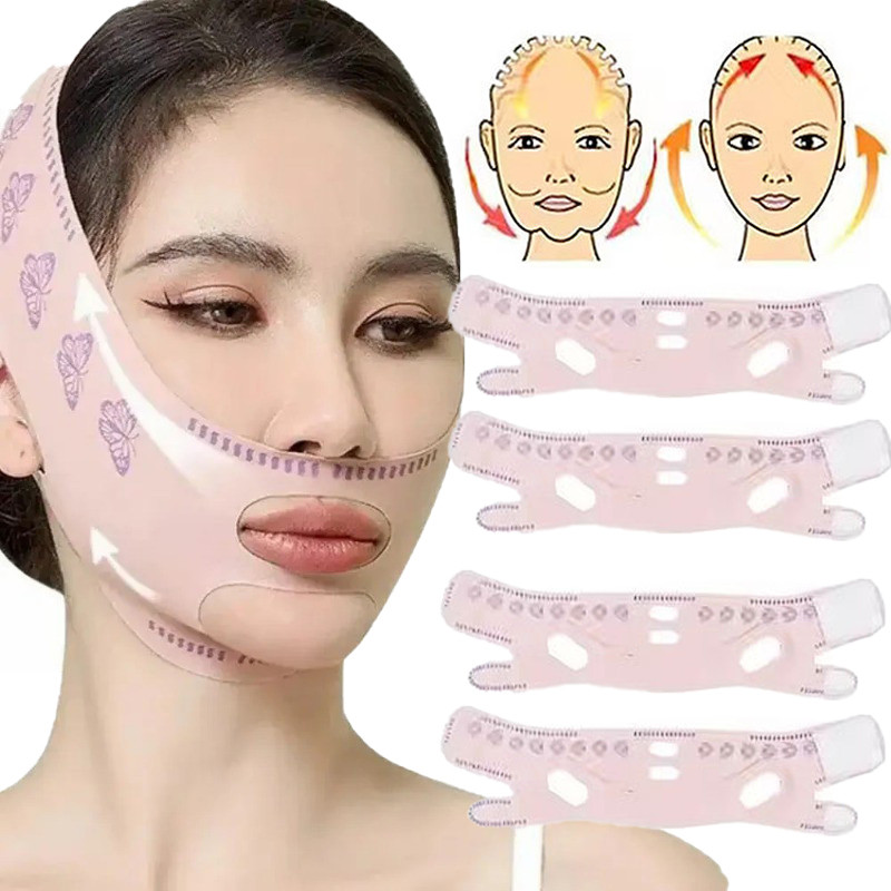 สายรัดกระชับสัดส่วนใบหน้า V-Line ระบายอากาศได้สําหรับผู้หญิง - Cheek Lift Up ผ้าพันแผลยืดหยุ่น