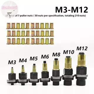 Sunborui 11 ชิ้นคู่มือ Riveter Nut เครื่องมืออุปกรณ์เสริมสําหรับถั่ว M3 M4 M5 M6 M8 M10 M12 ง่ายติดตั้ง Hand Rivet Nut TH