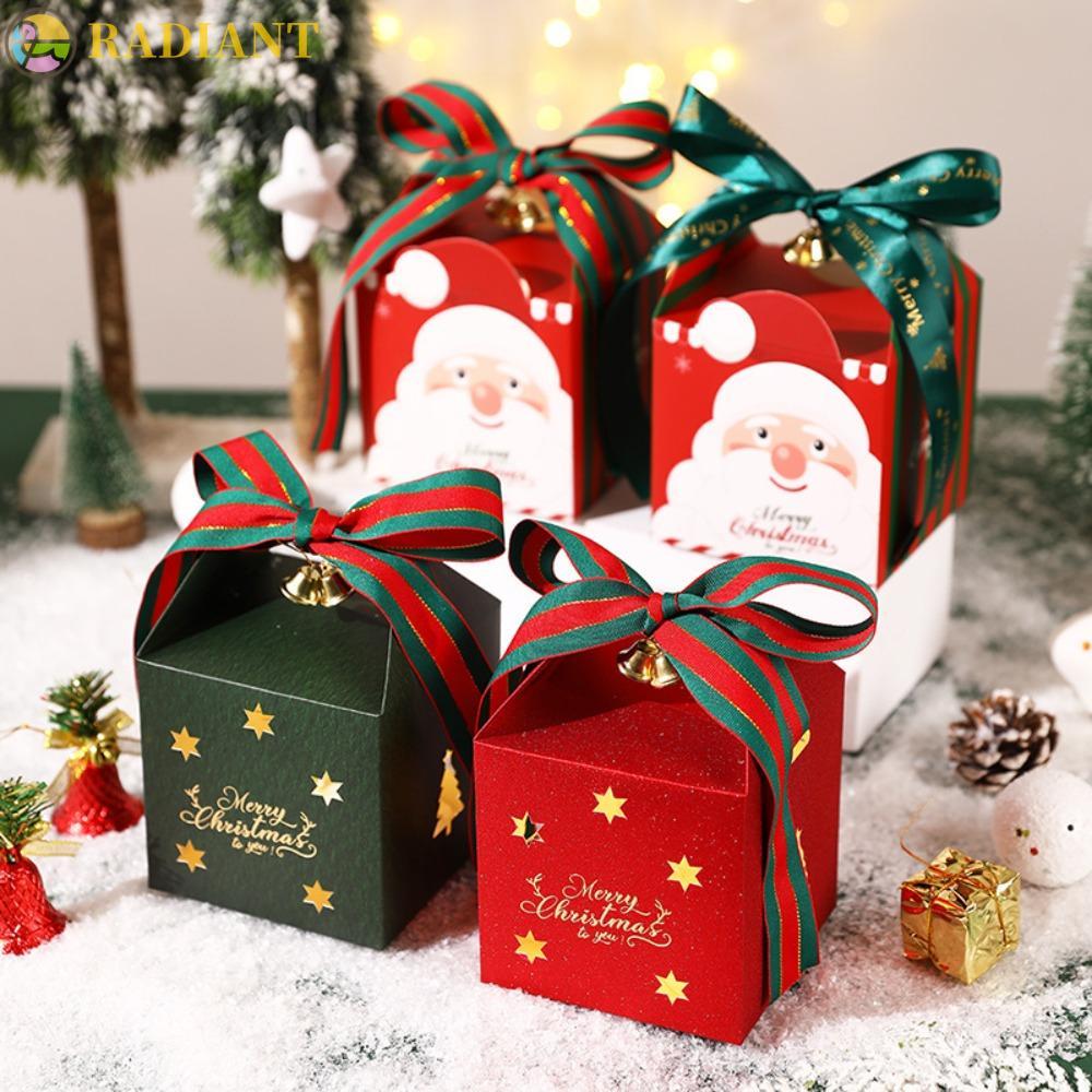 RADIANTF 6PCS Christmas Gift Packing Box, Square Glitter Christmas Candy Box, Baking Packing Box wit