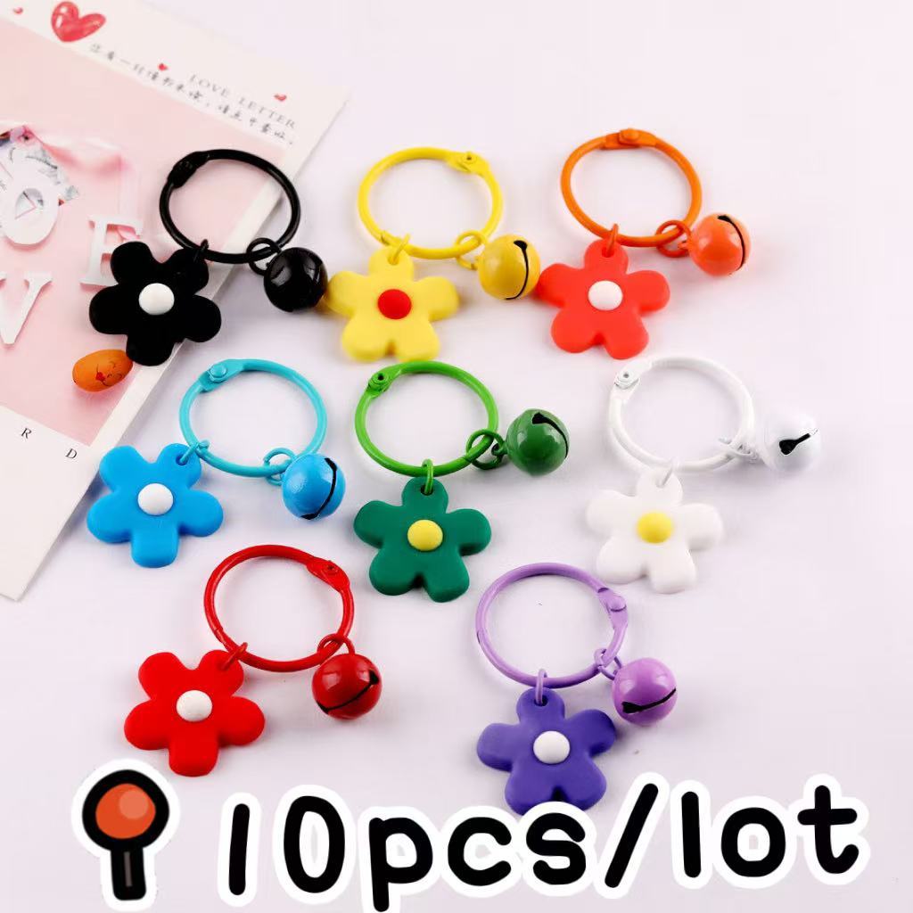 10 ชิ้น กระดิ่งดอกไม้น่ารักสไตล์เกาหลี พร้อมห่วงแขวน ซื้อเป็นเซต