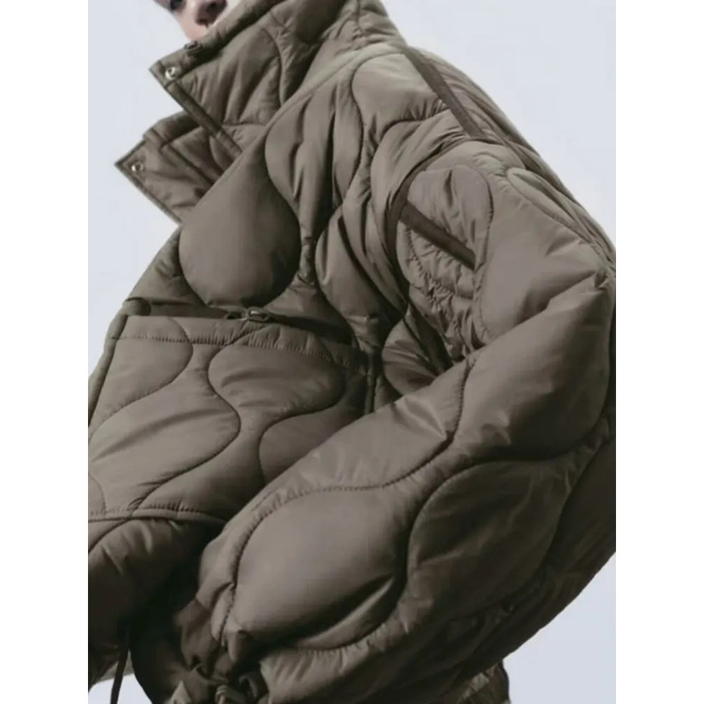 วันนี้S Pick Quilted Coatสําหรับผู้หญิงEtj 2025traf Quilted Jacket With Tiesใหม่Beige Drawstringคอสู