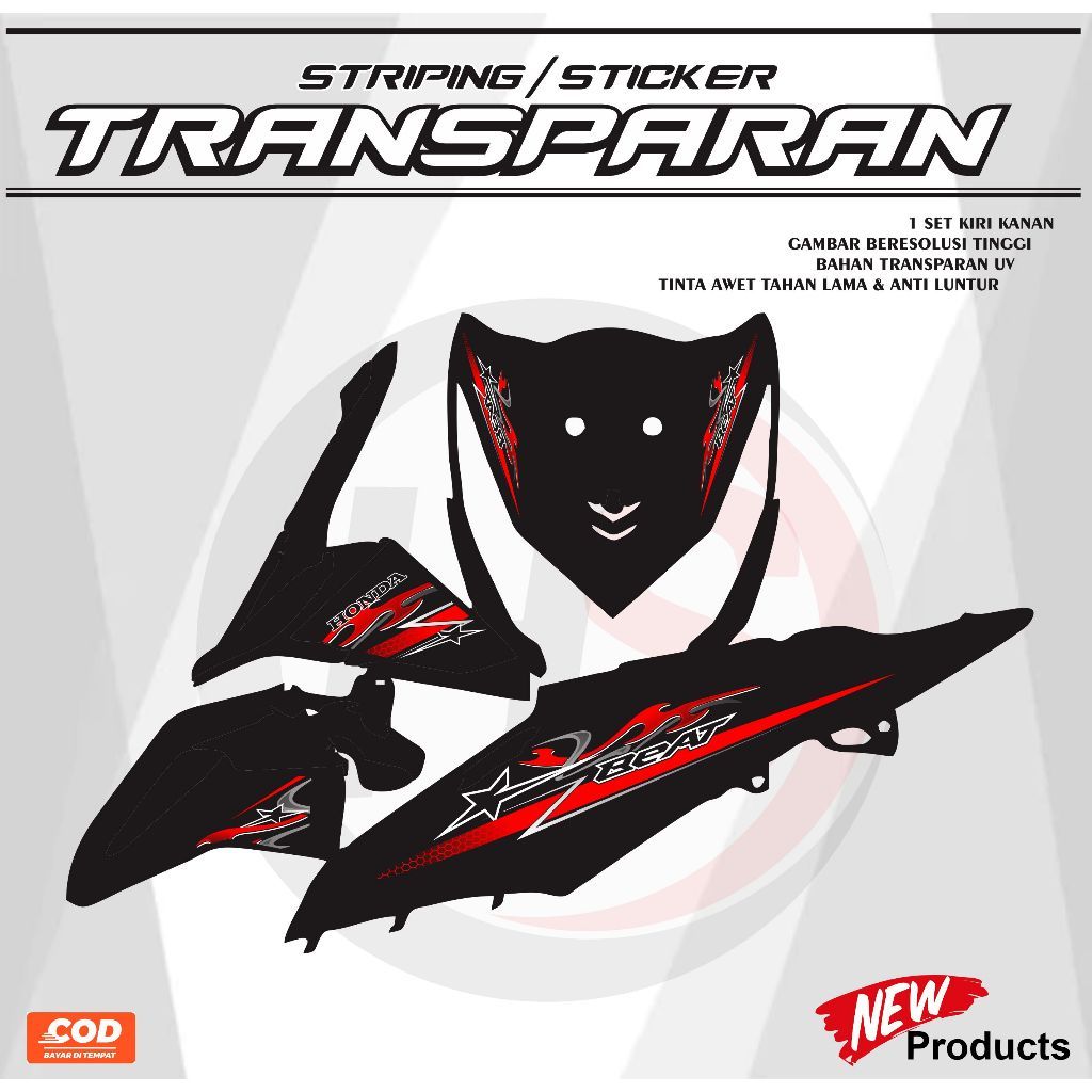 Beat FI TRANSPARENT 2013-2015 Simple Striping Sticker ลายล่าสุด H168 สติ๊กเกอร์ POLET