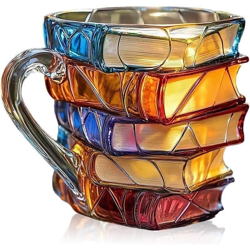 < Gartenstadl Handmade 3D Reading Lucky Cup > -Original 3D Book Design ถ้วยกาแฟแก้วสีเหมาะสําหรับคนร