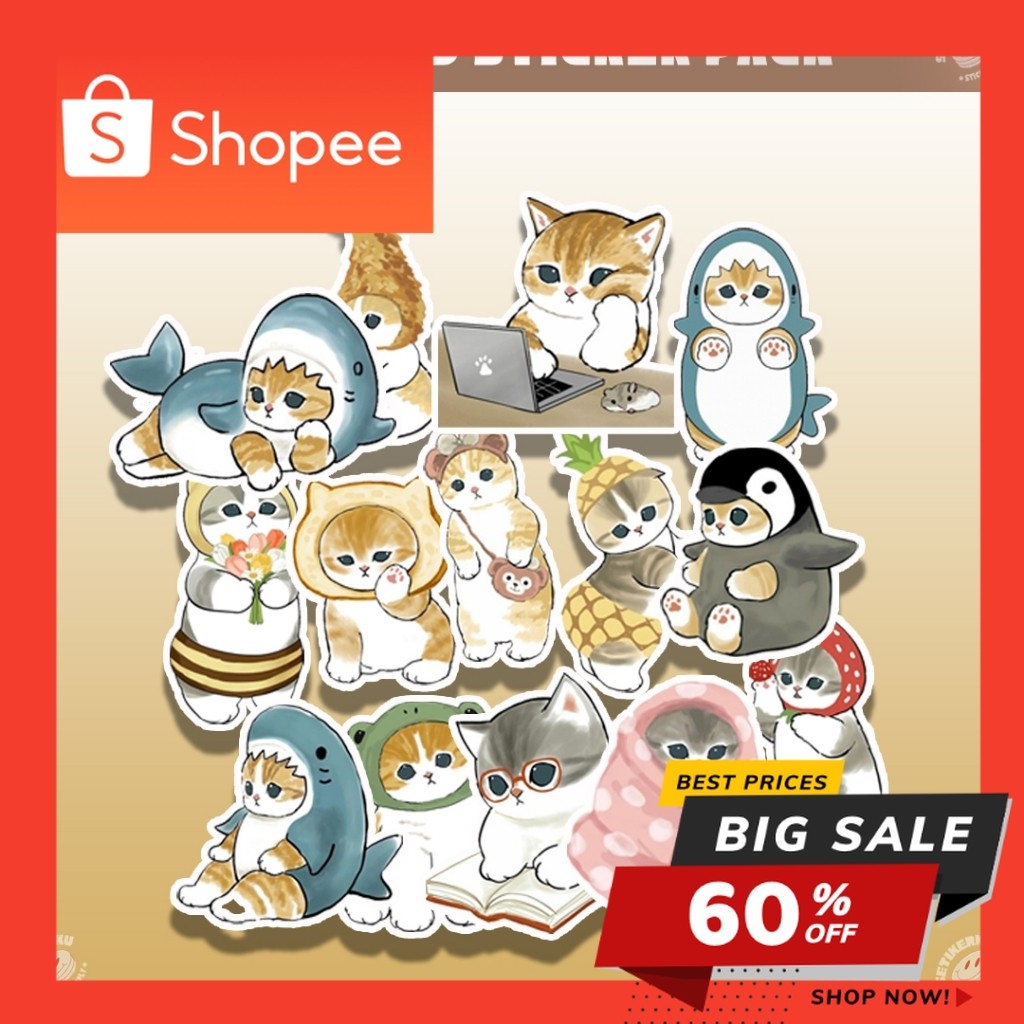 แพ็คสติ๊กเกอร์ MOFUSAND 14 ชิ้น | Mofusand Aesthetic Laptop Case สติ๊กเกอร์ไวนิล HP