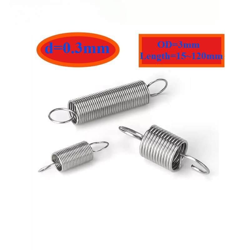 304 สแตนเลส สปริงความตึงเครียด/สปริง d=0.3 มม.,OD3 มม.,L=15~120 มม. พร้อมตะขอ ทาประตูโรงรถ bunnings 