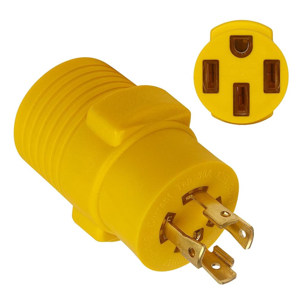 NEMA L14-30P ถึง 14-50R RV อะแดปเตอร์เครื่องกําเนิดไฟฟ้า, 30 Amp 4-Prong ชายปลั๊ก 50 Amp 4-Prong หญิ