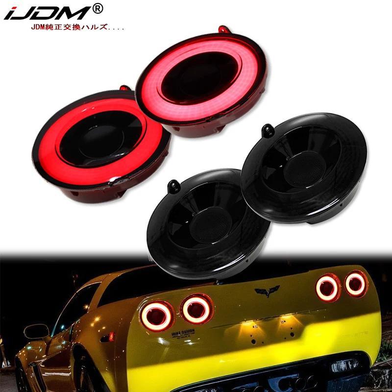 4pcs Full LED Halo Vette ไฟท้าย Assemblies สําหรับ 2005-2013 Chevrolet Corvette C6 ไฟเบรคไฟเลี้ยวสัญ