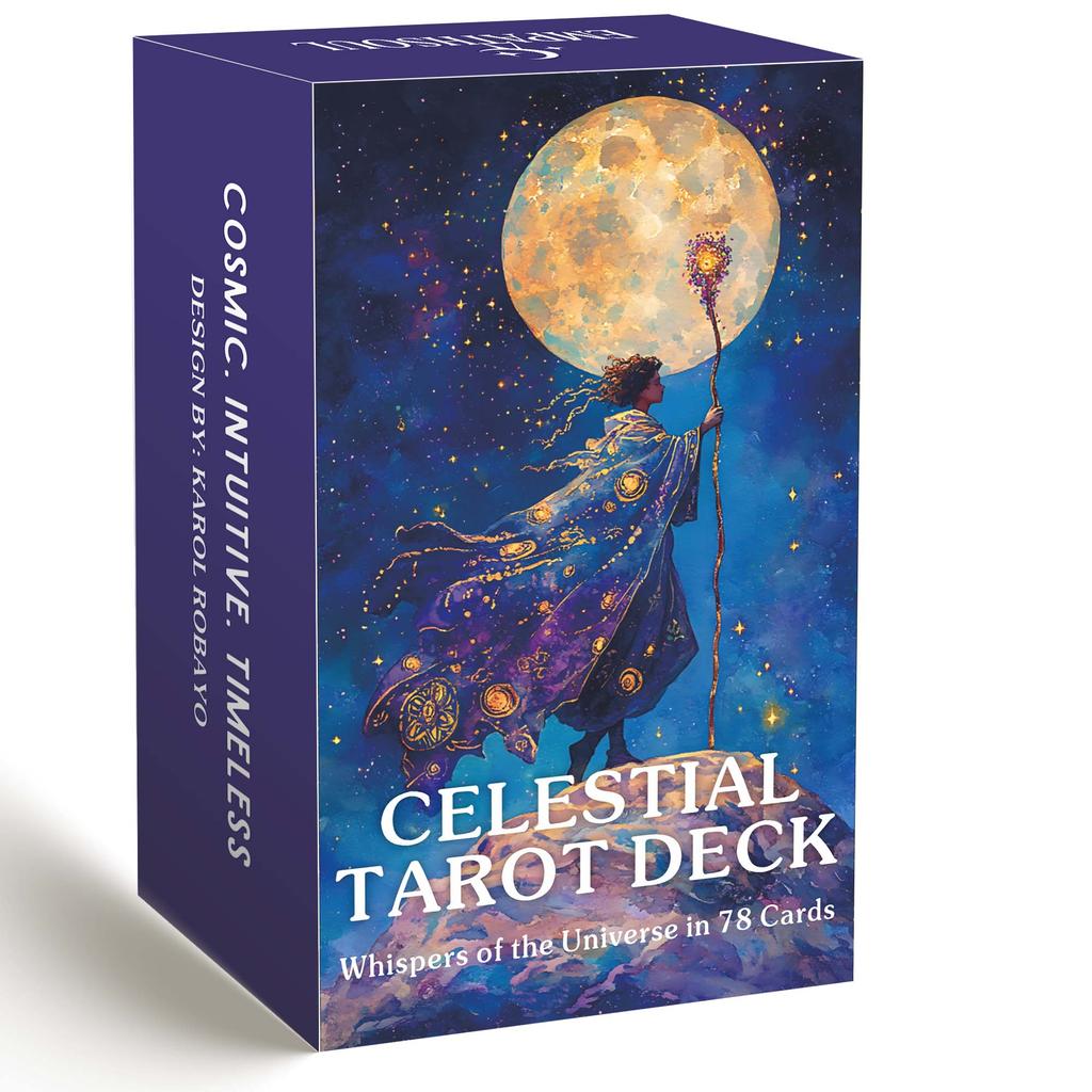 Classic Celestial Tarot Card Deck, 78 ใบ, 13x8 ซม., Intuition & Spiritual Gidance, เหมาะสําหรับผู้เริ่มต้น, รวมคําแนะนํากระดาษ
