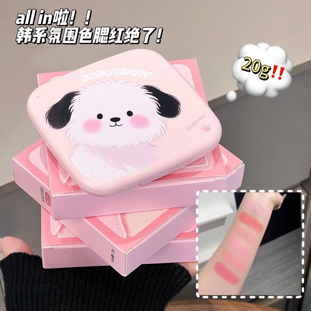 JOJO DIARY พัฟลูกสุนัขไวท์เทนนิ่งความจุขนาดใหญ่ Blush Matte หดสีขยาย Brightening Surface JOJO DIARY 
