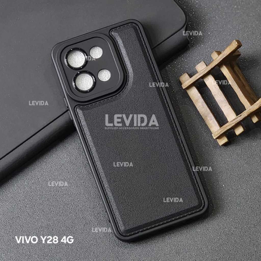 เคส Vivo Y28 4G Pro Leather สีดํา Vivo Y28 4G