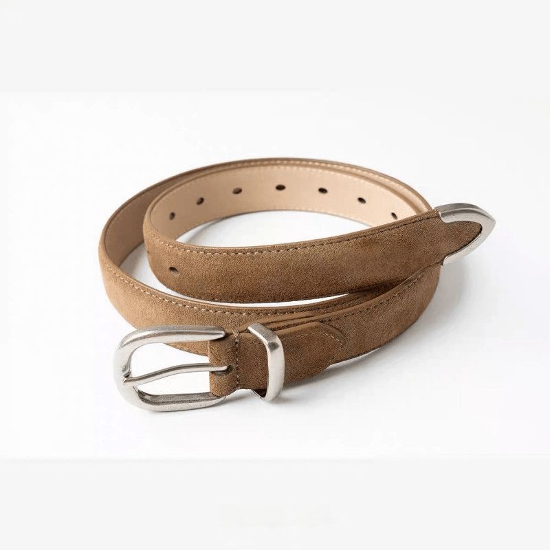 P PAPR/Cow Suede Suede Texture Retro Western Merad Old Money Style Simple Belt Belt Belt