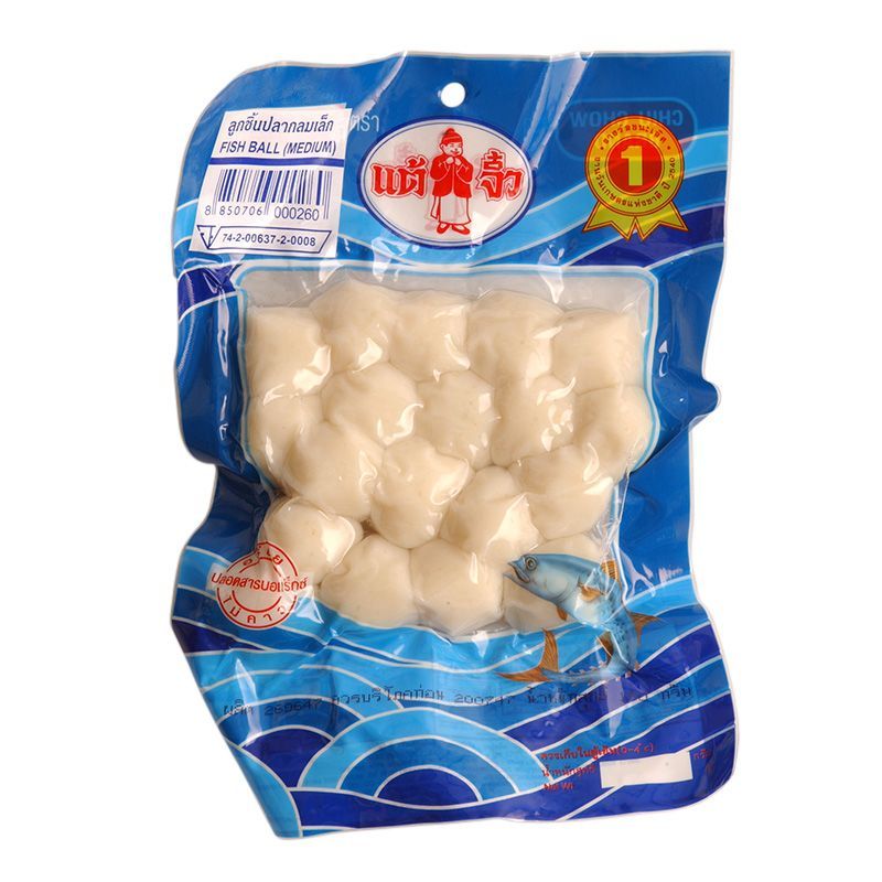 แต้จิ๋วลูกชิ้นปลากลมเล็ก 100กรัม Teajiw Fish Ball M 100g. [หมายเลขบาร์โค้ด 8850706000260]