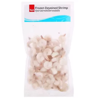 ท็อปส์กุ้งขาวผ่าหลังไว้หางแช่แข็ง 500กรัม Tops Frozen Deveined Shrimp 500g. [หมายเลขบาร์โค้ด 8853474065189 ]