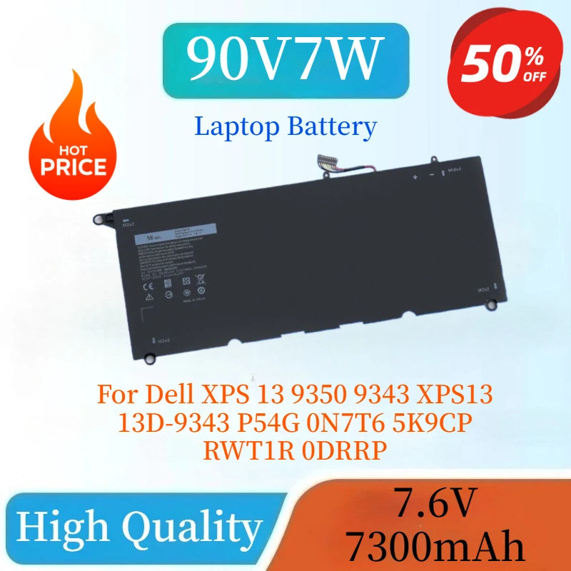 ใหม่ 90V7W JHXPY JD25G แบตเตอรี่แล็ปท็อป 7.6V 7300mAh 56Wh สําหรับ Dell XPS 13 9350 9343 XPS13 13D-9