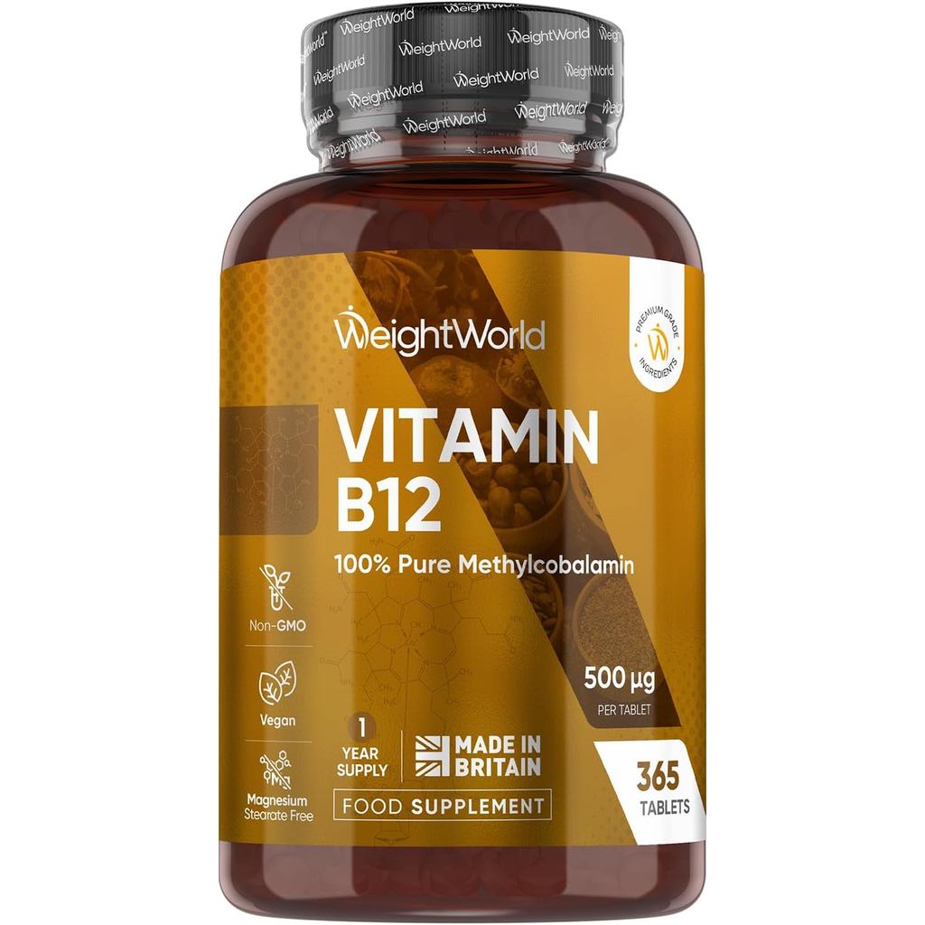 วิตามิน B12 เม็ด - 365 เม็ด - 1 ปี ply - 1 a Day - 500mcg - กลืนง่ายและทุกขนาด (6mm) - Biomailable M