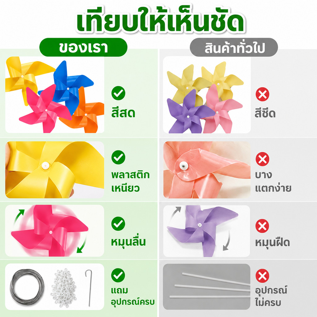 กังหันลมแขวนตกแต่ง 4 ใบ สีสดคละสี ขนาด 17 ซม. รูปที่ 5
