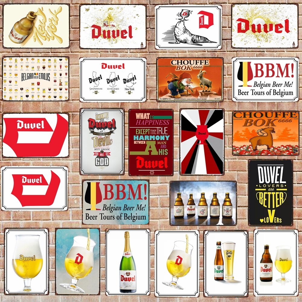 Belgian Duvel เบียร์โลหะป้ายดีบุก x นิ้ว Vintage Wall Decor สําหรับผับห้องครัวร้านอาหาร Home Bar Art
