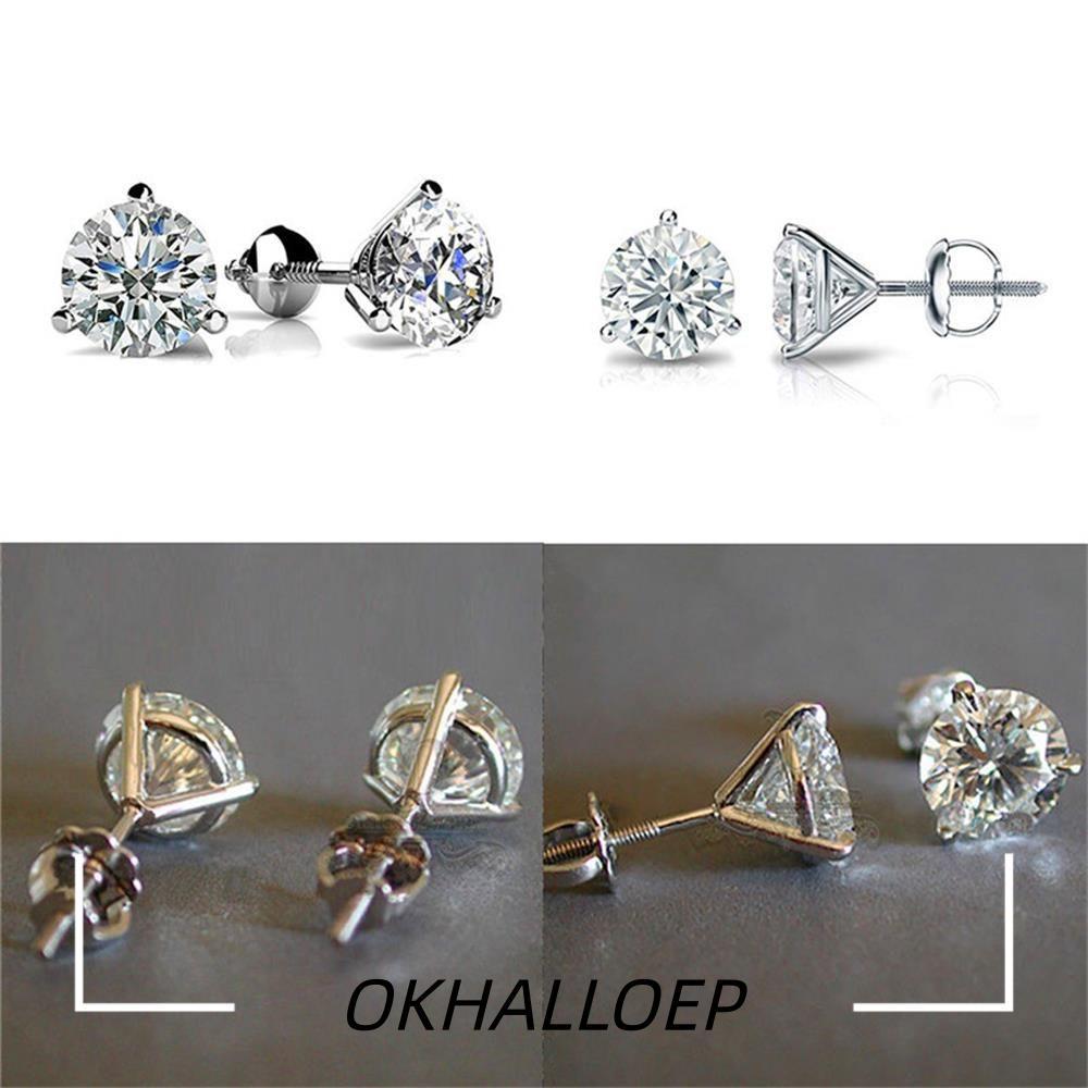 IOKHALLO Martini 1ct Stud Jewelry Gifts Women Men Round Diamond