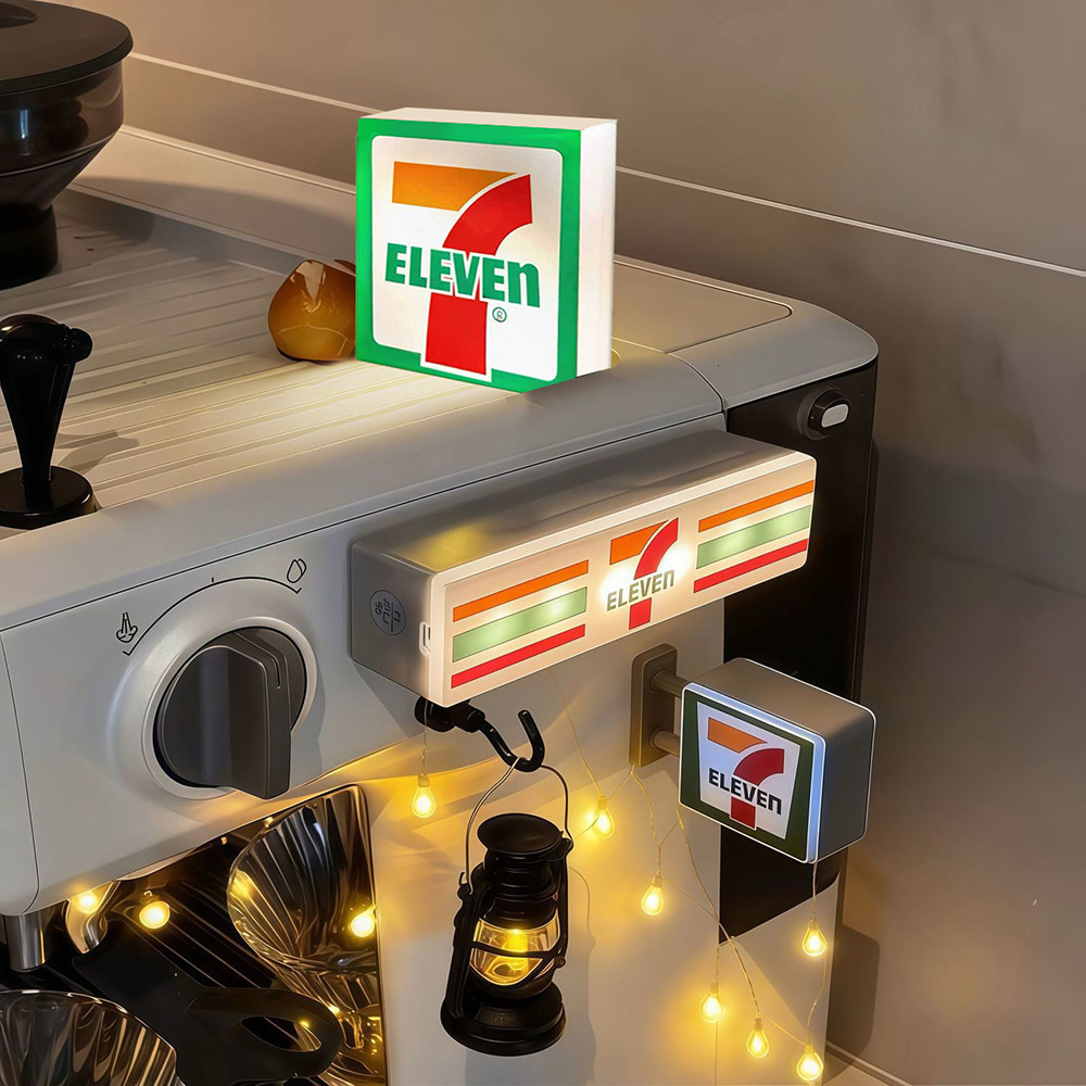 Viral 7ELEVEN 3D Light Sign ตู้เย็นแม่เหล็ก Soft Mini Ambient Light Ins กาแฟมุมตกแต่งโต๊ะโคมไฟกลางคืน