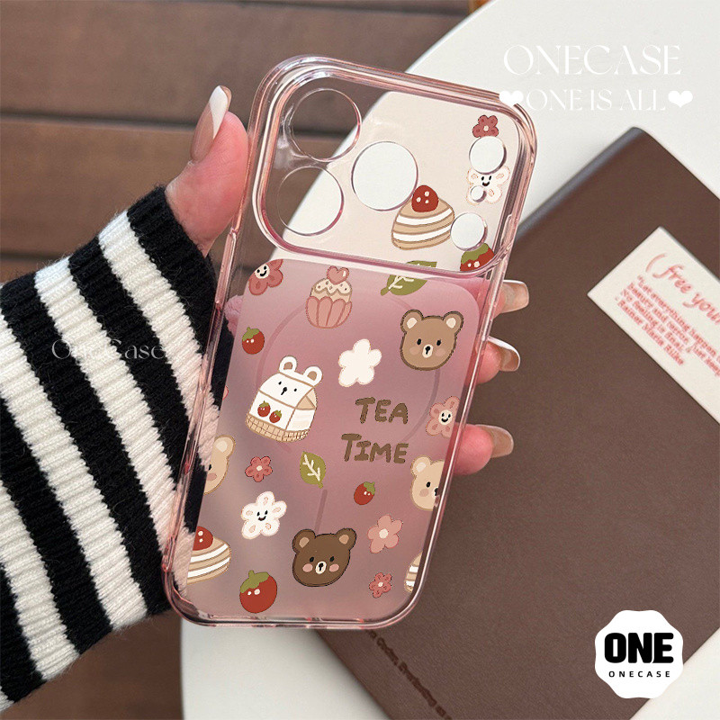 เคสบางเบาลายหมีขนมสีชมพู สำหรับ iPhone 14 17 Pro Max 13 11 16 Plus 15 Pro 17 Air 12 เคสโทรศัพท์แบบบา