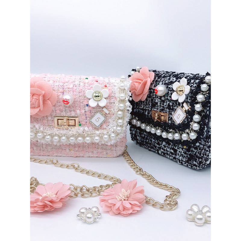 กระเป๋าเด็กผู้หญิง กระเป๋า Messenger Princess Baby Mini Fashion Chanel Style Bags Chain Bags Cute Fl